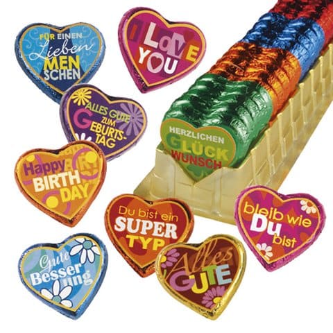 Günthart Schokoherzen 24g x 40 Herzen mit Spruch SuessigkeitenKaufen.ch