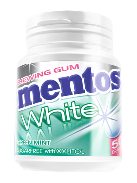 Mentos Gum White  Green Mint  75g  Bottle x 6