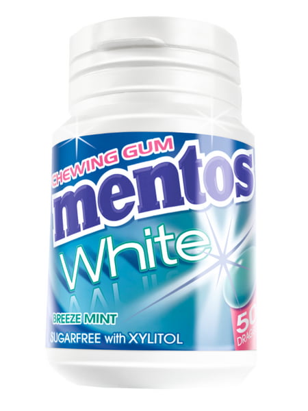 Mentos Gum White  Breeze Mint  75g  Bottle x 6