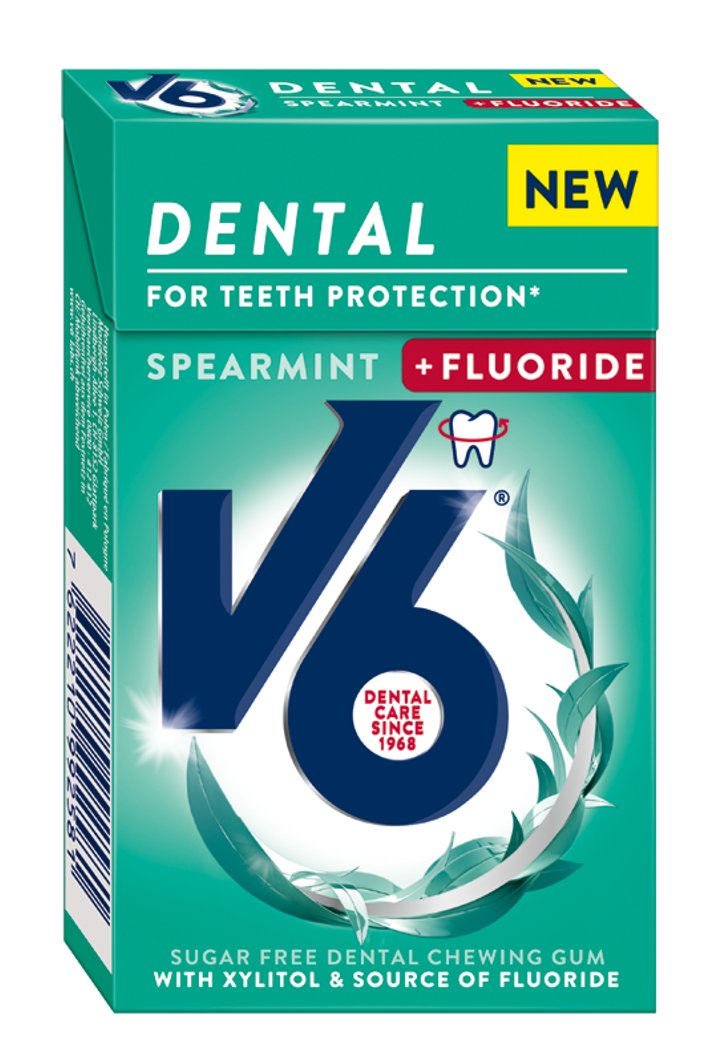 V6 Dental  Spearmint + Fluoride  23.8g  Box x 24