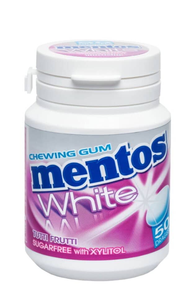 Mentos Gum White  Tutti Frutti  75g  Bottle x 6