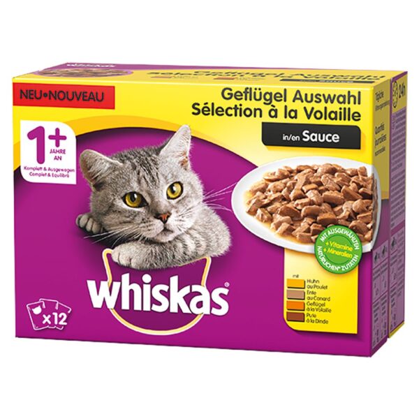 Whiskas 1+ Geflügel Sauce 12x100g x 4