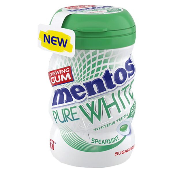 Mentos Gum Pure White Spearmint 90g Bottle x 6